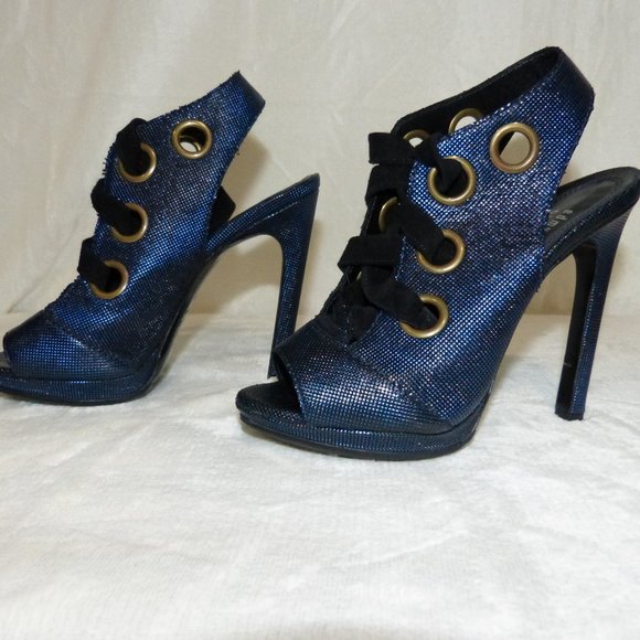 EDMUNDO CASTILLO BLUE LEATHER HEELS SZ 35.5 - Picture 4 of 11